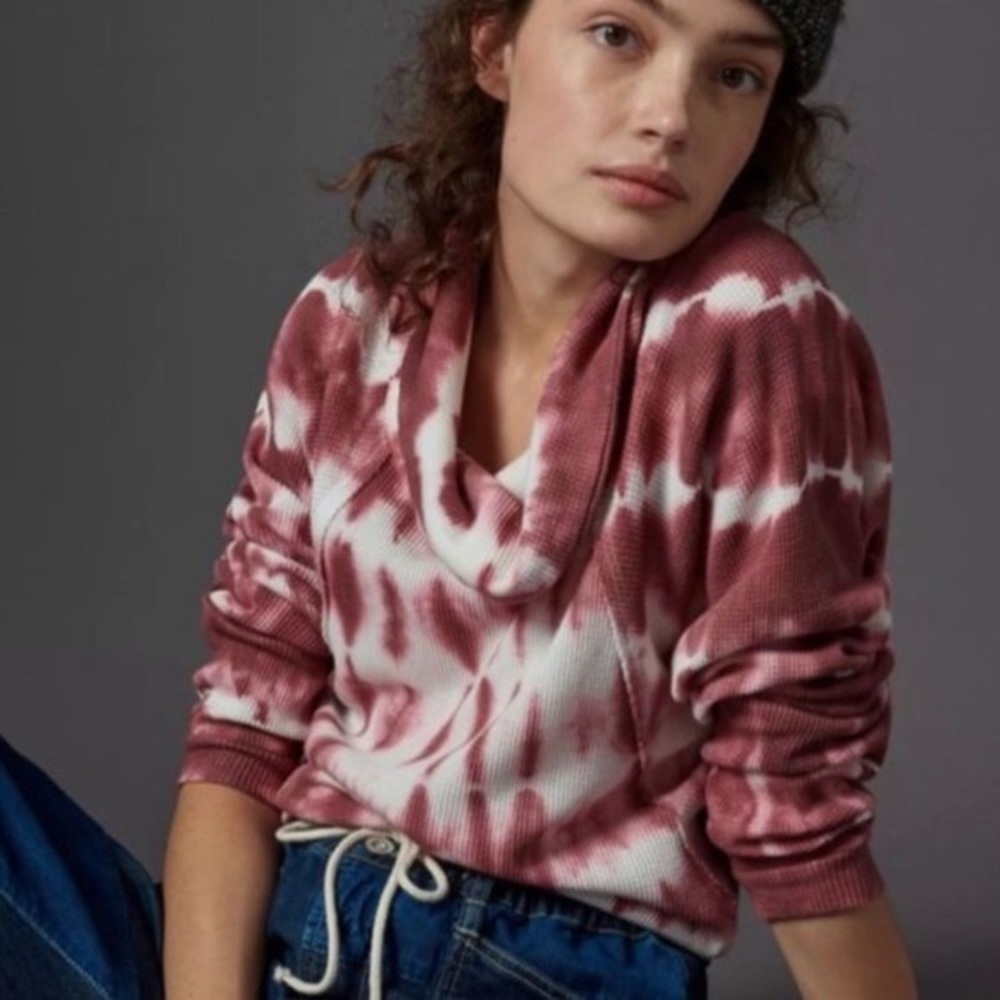 Pilcro Anthro Waffle Thermal Tie Dye Top Size S